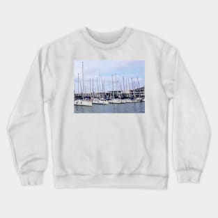 Boats at The Port Of Barcelona Crewneck Sweatshirt